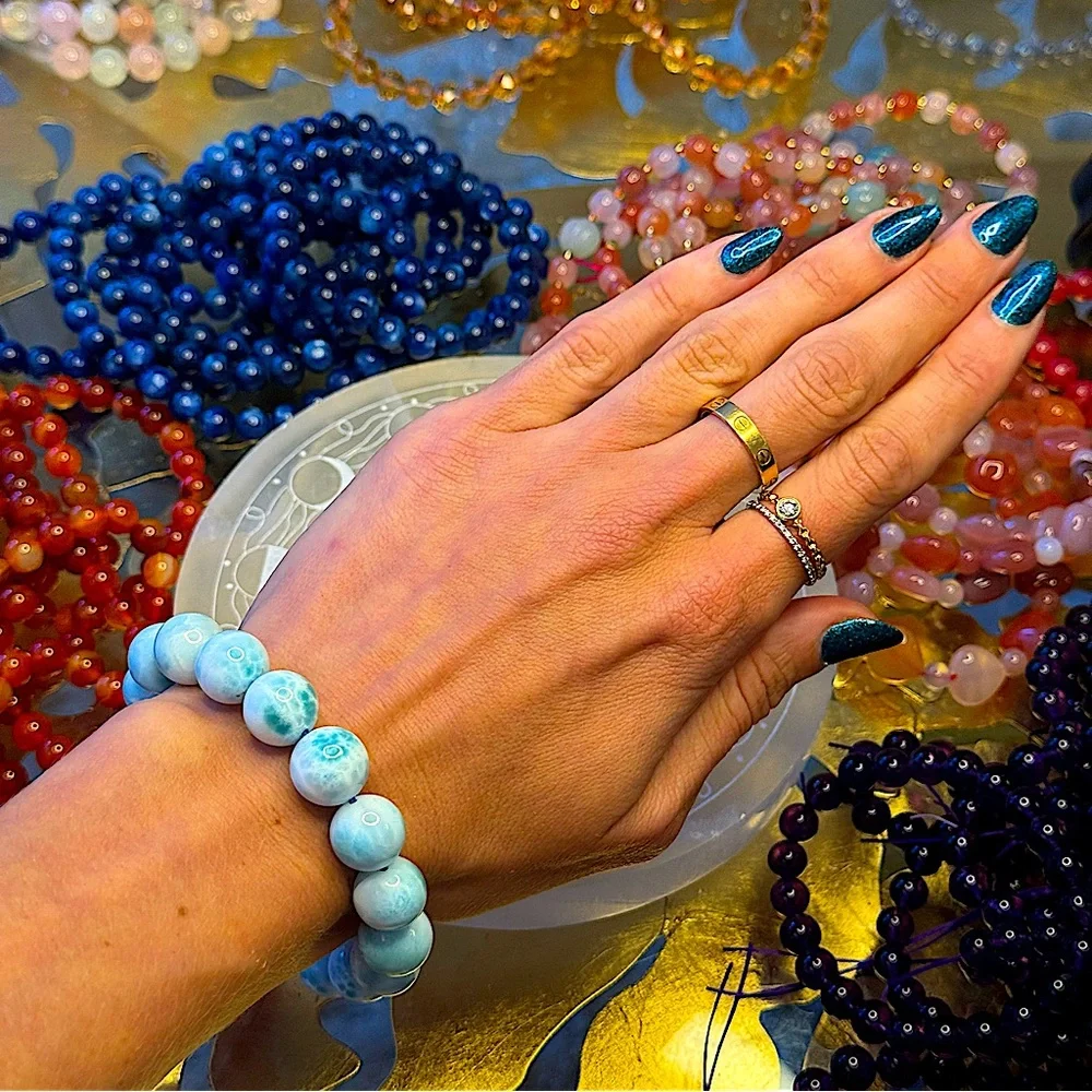 Larimar AAA Stretchy Bracelet 12.5mm - Picture 4 of 4